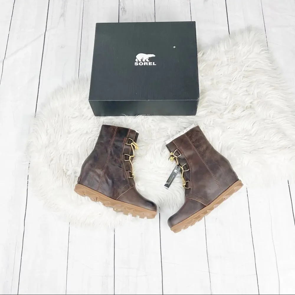 Sorel Women's Brown Joan of Arctic‎ Wedge II Leather Boots Burro 10.5 NEW $240